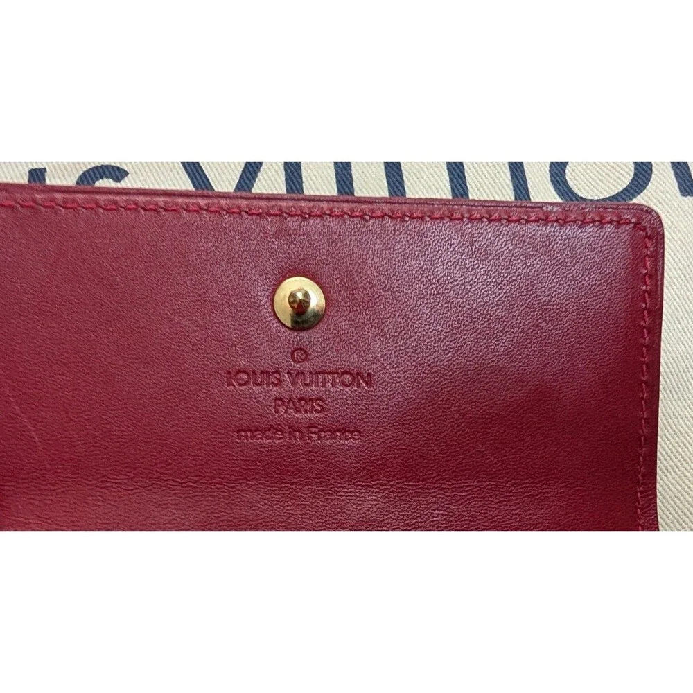Louis Vuitton Authentic Monogram VERNIS Pomme D'amour Trifold Purse Wallet Auth